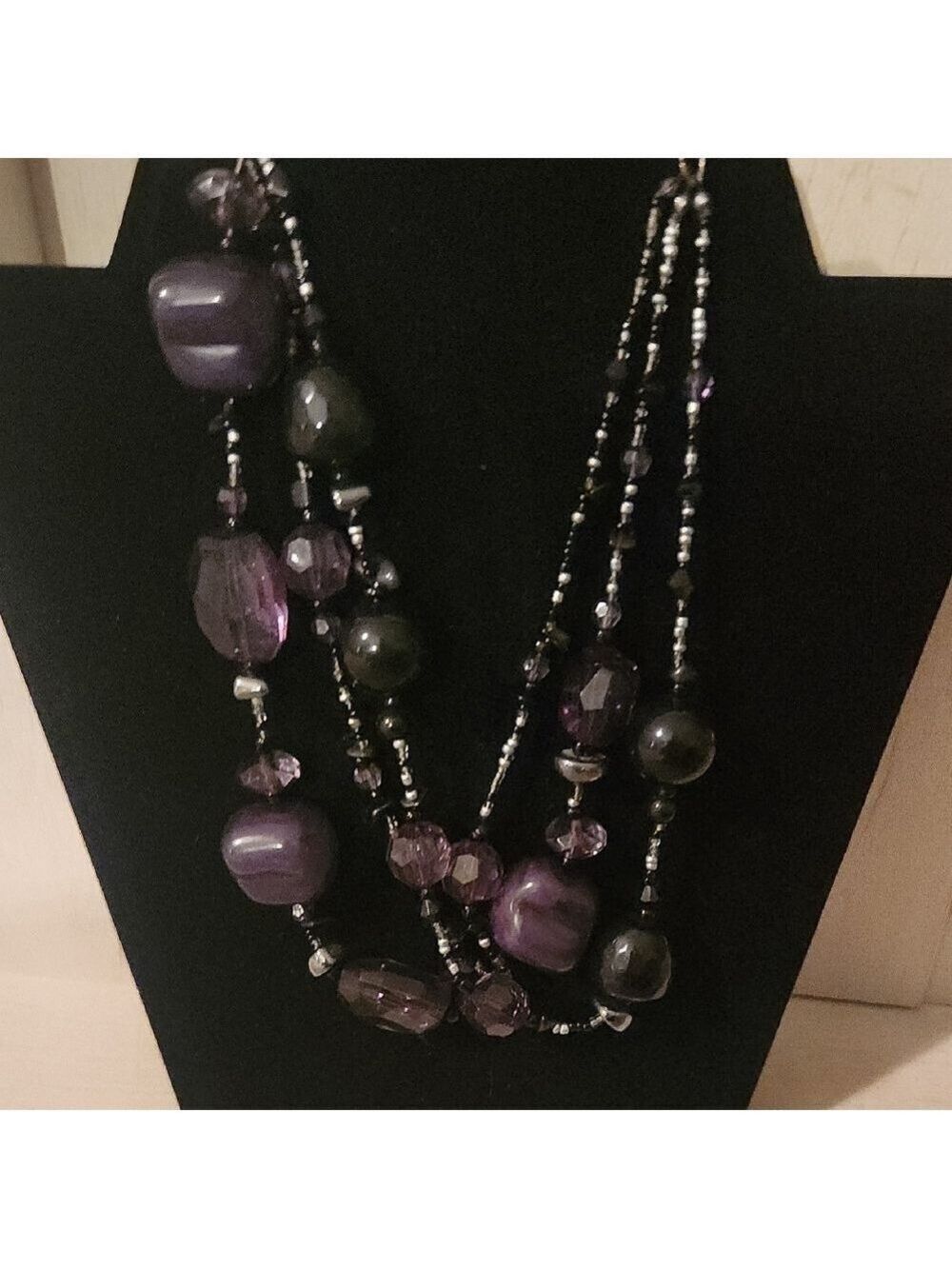 Elegant Multi-Strand Purple Beaded Necklace